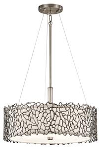 Lampadario Contemporaneo Silver Coral Metallo Peltro Classico Vetro 3 Luci E27