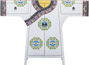Armadio cinese Kimono dipinto a mano bianco W120xD35xH87cm Armadio cinese da sposa Armadio orientale Mobili asiatici