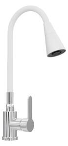 Rubinetto da cucina Rubinetto acqua Miscelatore da cucina Flessibile 2 tipi di getto Bianco 10906