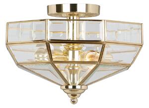 Lampadario Contemporaneo Old Park Ottone Lucido Vetro 2 Luci E27