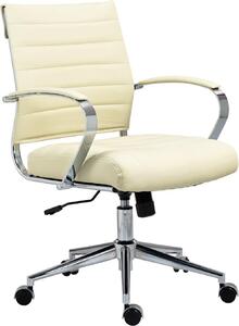 Sedia ergonomica da ufficio, sedia da ufficio - Comfort regolabile, struttura cromata | Materiale: Pelle finta. Colore: crema