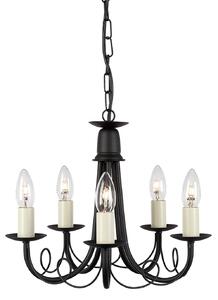 Lampadario Industrial Nordico Minster Acciaio Nero 5 Luci E14