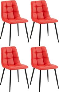 Set di 4 sedie da pranzo - Pelle finta - Design di facile manutenzione | Colore: rosso