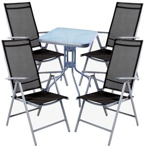 Set da bistrot, composto da 5 pezzi, colore argento/antracite