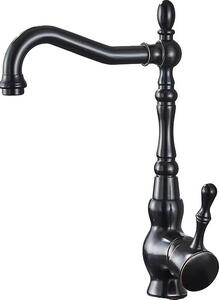 Rubinetto lavabo retrò in bronzo nero, comando monocomando, girevole a 360°, nero A