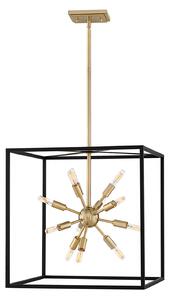 Lampadario Industrial Nordico Aros Acciaio Nero Ottone 12 Luci E14