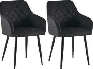 Set di 2 sedie da pranzo - sedute in velluto - posizione di seduta confortevole, fino a 150 kg | Colore: nero | Materiale del telaio: metallo nero opaco