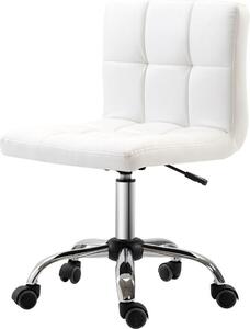 Sedia da ufficio Fortuna Lai, sedia da scrivania ergonomica senza braccioli, sedia girevole regolabile in altezza, sedia da computer per ufficio, studio, Pelle finta, bianca
