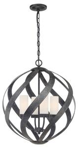 Lampadario Per Esterno Nordico Blacksmith Acciaio Nero Antico Vetro 4 Luci E14