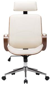 Sedia da ufficio girevole con poggiatesta in ecopelle crema bentwood