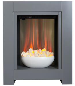 Set camino Adam Monet in grigio con caminetto elettrico