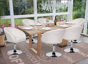 Set di 6 sedie per sala da pranzo HWC-F19, sedia da cucina sedia girevole sedia lounge, girevole regolabile in altezza ~ Pelle finta bianco