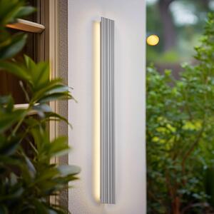 Lampada da parete per esterni a LED Lucande Melira, lunghezza 100 cm, grigio chiaro