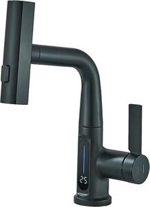Rubinetto da lavabo, design contemporaneo, comando monocomando, nero opaco