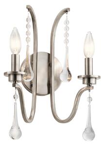 Applique Classica Karlee Acciaio Peltro Classico Cristallo 2 Luci E14