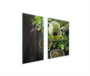 Piastre copri fornelli 2 pezzi 75x52 Copri piano cottura in Vetroceramica tagliere in vetro legno verde