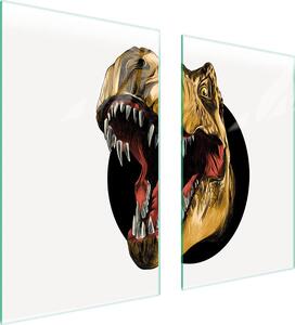 Piastre coprifornelli 2 pezzi 75x52 Copriforno in Vetroceramica tagliere in vetro dinosauro bianco