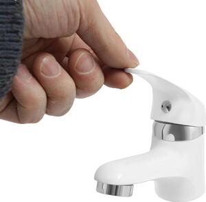 Rubinetto per lavabo, materiale ottone, altezza totale 10 cm, lunghezza bocca 9,5 cm, lunghezza tubo flessibile 50 cm, cartuccia in ceramica