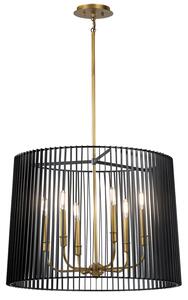 Lampadario Contemporaneo Linara Acciaio Nero Ottone Naturale Ottone 6 Luci E14