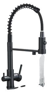 Miscelatore da cucina, finitura cromata, doppia maniglia, nero