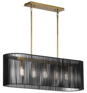 Lampadario Contemporaneo Linara Acciaio Nero Ottone Naturale Ottone 5 Luci E27