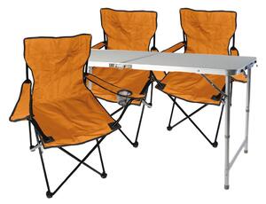 Set di mobili da campeggio da 4 pezzi, colore arancione: tavolo con altezza regolabile, 4 sedie, borsa per il trasporto