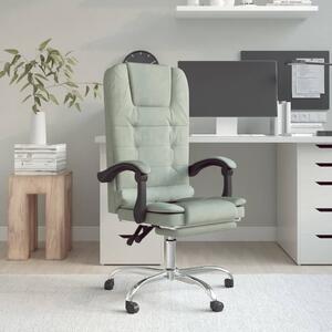 The Living Store Sedia da ufficio con funzione massaggio Velluto grigio chiaro