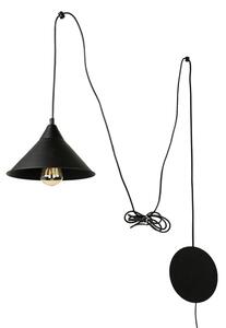 Lampada a sospensione nera con spina design moderno 4,9m E27 flessibile FLEXIO tavolo da pranzo letto soggiorno lampada