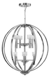 Lampadario Industrial Nordico Mondo Acciaio Cromo Lucido Vetro 8 Luci G9 3 Led