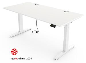 Scrivania regolabile in altezza Yaasa Desk Expert, elettrica, 160 x 80 cm, bianca/bianca – Stabilità di prima qualità, sistema di sollevamento automatico e passacavo