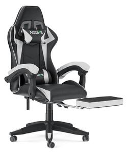 Sedia da gioco con poggiapiedi - sedia da gioco ergonomica - con cuscino lombare + poggiatesta - sedia da gioco - regolabile in altezza - bianco