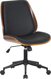 Sedia da ufficio ergonomica CLP Mitch, sedia da scrivania regolabile in altezza, struttura in noce/nero, finitura cromata