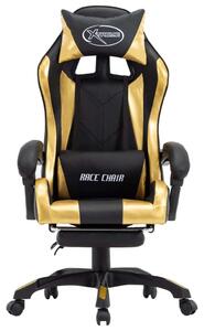 Sedia da Gaming con Poggiapiedi Oro e Nera in Pelle finta