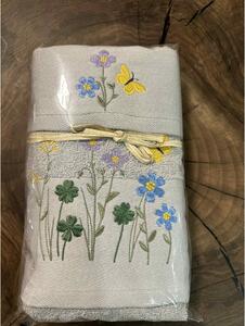Set regalo di asciugamani Fiori su beige