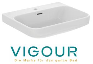 Lavabo VIGOUR DERBY V3 55x45 cm PflegetectPlus con foro per rubinetto e troppopieno, bianco