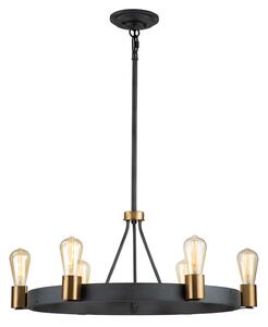 Lampadario Industrial Nordico Silas Acciaio Zinco Antico Ottone 6 Luci E27