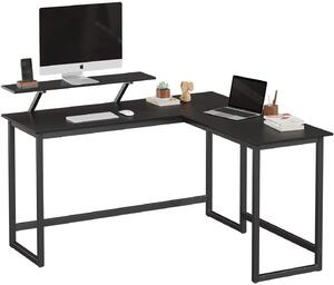 Scrivania angolare nera con ripiano per monitor 140 cm LOFT