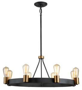 Lampadario Industrial Nordico Silas Acciaio Zinco Antico Ottone 8 Luci E27