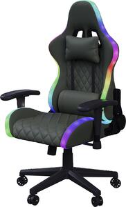 Sedia da gioco UnboxG con LED RGB, braccioli 2D e schienale regolabile 90-135°, con cuscino per il collo