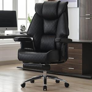 Poltrona da ufficio fino a 180 kg, ergonomica, con molle insacchettate, ampia poltrona girevole adatta alla posizione a gambe incrociate, imbottitura spessa, poltrona direzionale alta con supporto lombare (nera)