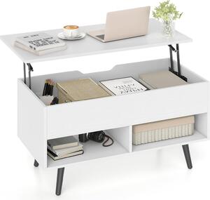 Tavolino regolabile in altezza GOPLUS, tavolino con piano sollevabile, scomparti aperti, tavolino da salotto per ufficio, 80 x 40 x 46-60 cm, bianco
