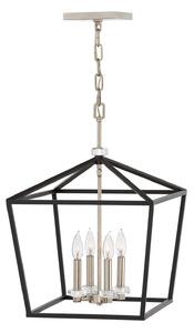 Lampadario Industrial Nordico Stinson Acciaio Nero Nichel Lucido 4 Luci E14