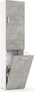 Dmora Armadio Multiuso 2 Ante Aryanne 32x195h cm Grigio Cemento, 2 Ante Cestello Portabiancheria Italy