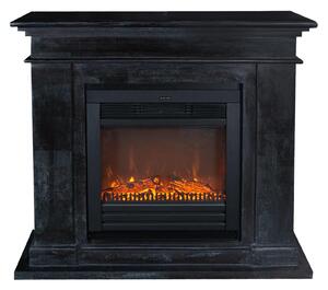 Caminetto elettrico Xaralyn - Kos ELU-SBU - pietra naturale nera - riscaldatore da 1400 watt - con telecomando - caminetto da incasso incluso - caminetto decorativo