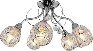 Plafoniera LED in maglia cromata con cristalli acrilici