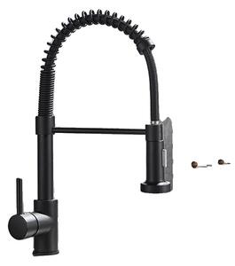 Rubinetto da cucina, ugello spray estraibile, robusta struttura in ottone, nero opaco