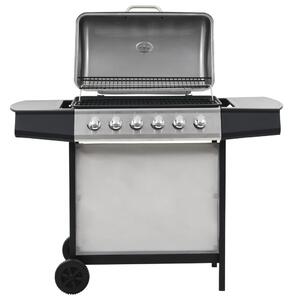 Barbecue a gas con 6 zone di cottura, in acciaio inossidabile, colore argento