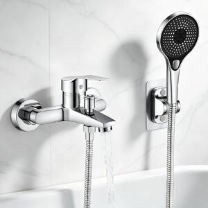 Rubinetto da bagno cromato con doccetta manuale e 3 funzioni