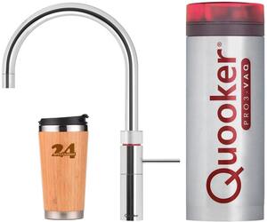 Rubinetto da cucina QUOOKER "QUOOKER FUSION Round VAQ PRO3 chrome & 100°C faucet (3FRCHR)" (2 pz) rubinetto per lavello con funzione acqua bollente a 100°C