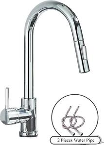 Rubinetto da cucina, funzione spray estraibile, design a montaggio a filo, cromato